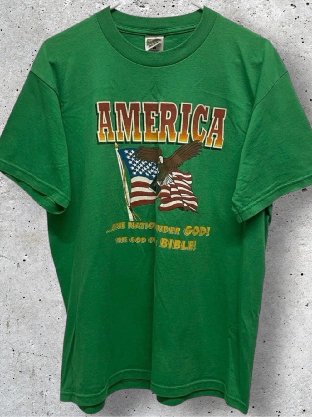 Vintage 90s America Bible God/Jesus Green T Shirt // L